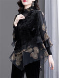 Women's Lace Splicing Spring Autumn Velvet Shirt