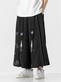 Male Oriental Retro Crane Wide Leg Pants