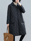 Women's Dailywear Lightweight Mid-Length Black Cotton Coat