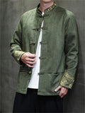 Men's Oriental Dragon Embroidery Knot Button Jackets