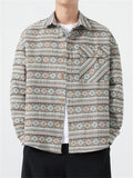 Male Ethnic Geometric Printing Button Up Jackets