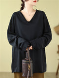 Minimalism V Neck Long Sleeve Female Elegant Shirt