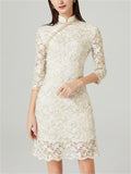 Imitation Pearl Lace Qipao Dresses for Ladies