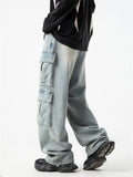 Men's Punk Style Multi-Pocket Straight-Leg Street Jeans