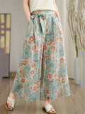 Women's Bohemian Print Waist Strap Super Loose Wide Leg Pants