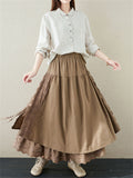 Ethnic Style Multi-Layer Splicing Linen Skirt for Women