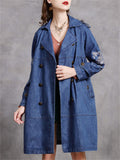 Women's Stylish Peacock Embroidery Double Breasted Denim Coat