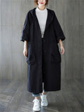 Casual Large Pocket Long Trench Coat for Women