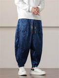 Men's Chinese Dragon Printed Ankle-tied Ice Silk Lantern Pants