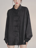 Oversized Button Up Black Tasseled Shirts for Women