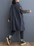 Female Vintage Washed Loose Mid Length Denim Coat