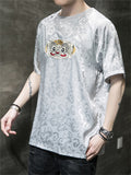 Men's Chinese Style Monkey King Embroidery Retro T-shirt