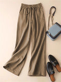 Women's High-rise Solid Color Cozy Relaxed Linen Pants