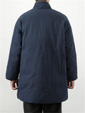 Men's Winter Plain Linen One Button Cotton Padded Coat