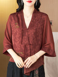 Women's Summer Ancient Style Embroidery Irregular Hem Shirt