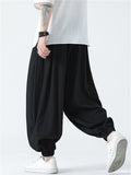 Men's Braided Drawstring Cotton Linen Baggy Harem Pants