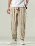 Men's Loose Drawstring Crease Design Ankle Tied Pants