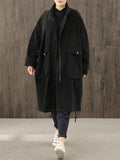 Women's Autumn Oversized Zipper Windproof Knee-Length Coat