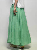 Women's Elastic Waist Pleated Maxi Linen Skirts