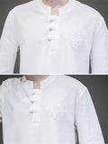 Retro Totem Embroidery Half Sleeve Linen Shirt for Men