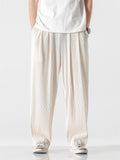 Male Flowy Pleated Solid Elasticated Waist Loose Pants