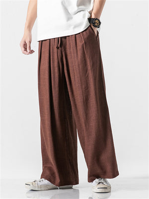 Summer Men's Simple Loose Drawstring Beach Pants