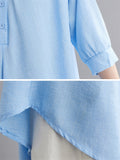 Natural Linen Solid Color Cozy Loose Shirt for Women