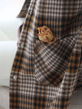 Winter Warm Plush Lining Long Sleeve Plaid Jacket for Women