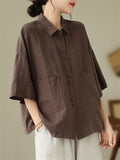 Female Chic Turn-down Collar Button Up Shirt with Pockets