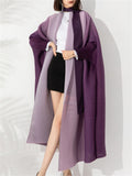 Leisure Gradient Color Flowy Long Coat for Lady