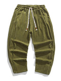 Fashionable Elastic Waist Corduroy Pants for Men