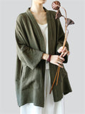 Female Plain Patch Pockets Oversized Cardigan Jacket