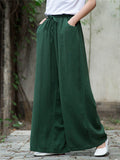 Plain Cozy Zen Linen Wide Leg Pants for Women