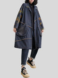 Female Vintage Washed Loose Mid Length Denim Coat