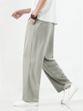 Men's Soft Ice Silk Drawstring Waist Loose Casual Pants