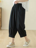 Women's Elastic Waist Solid Color Relaxed Pants