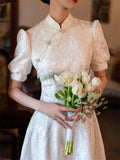 Chinese Style Elegant Engagement Wedding Bridal Qipao Dress