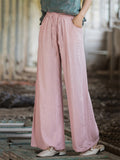 Plain Cozy Zen Linen Wide Leg Pants for Women