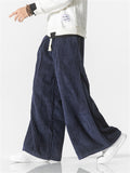 Loose Fit Drawstring Thick Corduroy Pants for Male