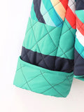 Female Geometric Pattern Quilted Jacket Printed Patchwork Coat