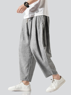 Male Chinese Style Relaxed Summer Wide Leg Pants