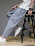 Chinese Style Summer Solid Color Cotton Blend Loose Pants for Men