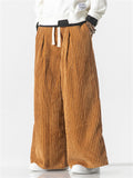 Loose Fit Drawstring Thick Corduroy Pants for Male