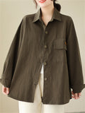 Women's Spring Retro Lapel Button Up Oversized Shirt