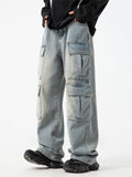 Men's Punk Style Multi-Pocket Straight-Leg Street Jeans