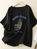 Women's Carrot Lover Bunny Printed Linen Shirts