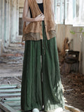 Women's Patchwork Cotton Linen High-Rise Wide Leg Pants