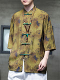 Tie-Dye Summer Lotus Print Knot Button Shirt