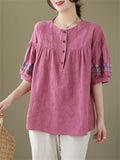 Ladies Sweet Casual Round Collar Puff Sleeve Shirts