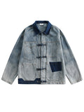 Women's Retro Patchwork Chinese Style Denim Chore Jacket